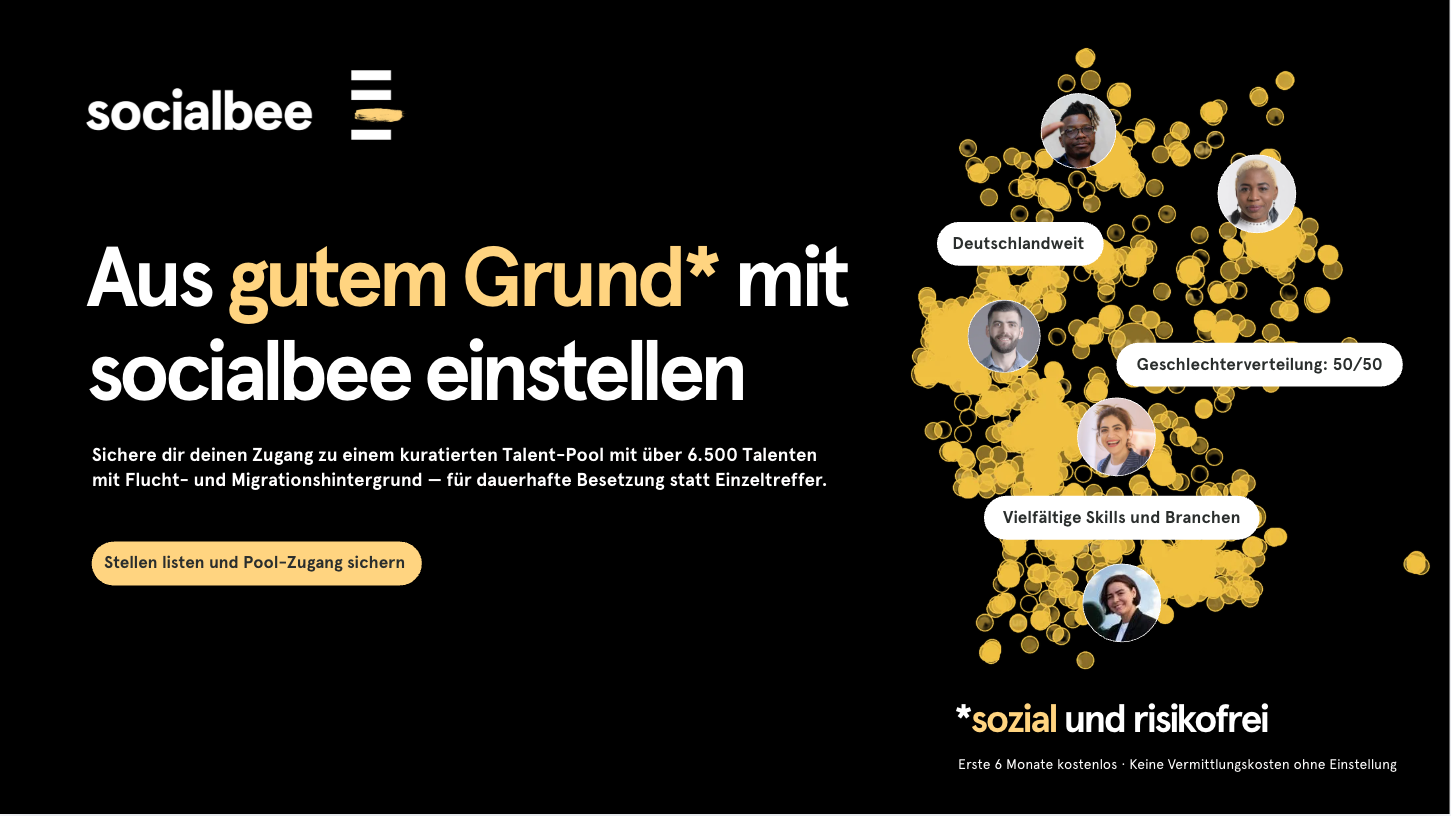 Unternehmen haben Zugang zu einem Talent Pool mit 6.500 Talenten